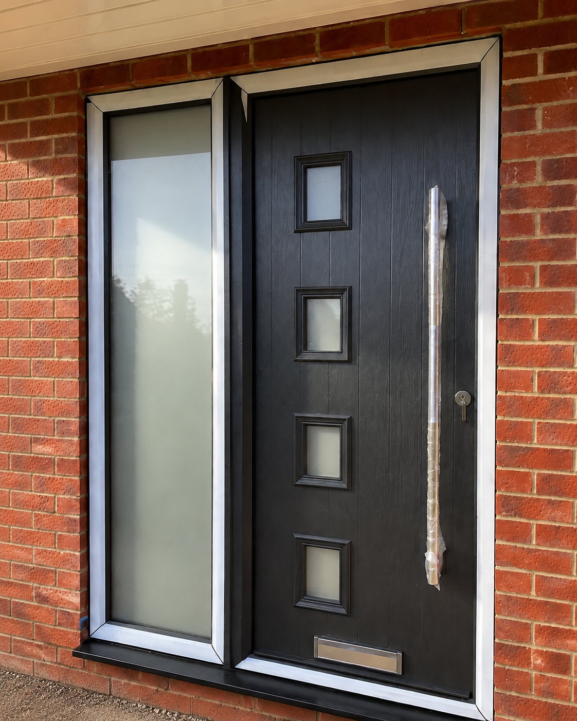Second view of the black composite front door
